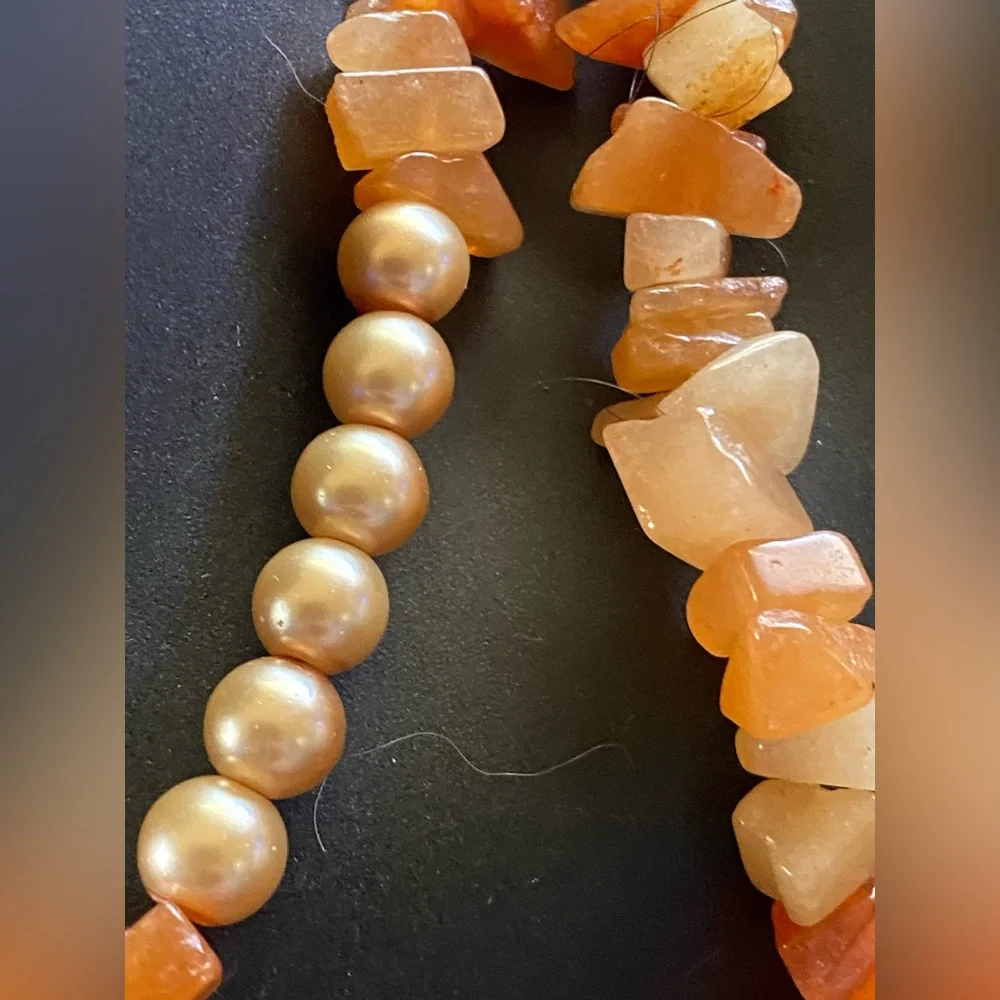 Carnelian Chips Nuggets Orange Necklace, Bracelet, Barrettes, Earring Set